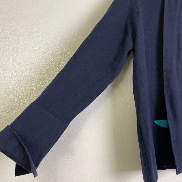 John Smedley Sea Island Cotton Cardigan Sweater Womens Medium Navy Open - Picture 5 of 10
